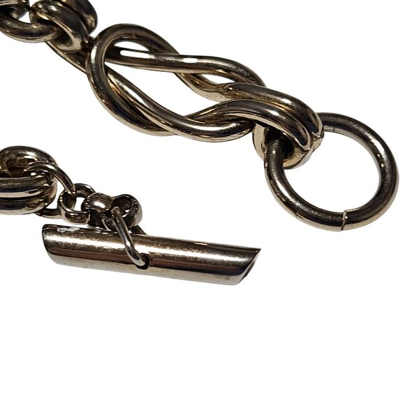 Vintage Elegant Gold Tone Twist Link Bracelet Toggle Clasp Fashion Jewelry Women - Picture 5 of 6